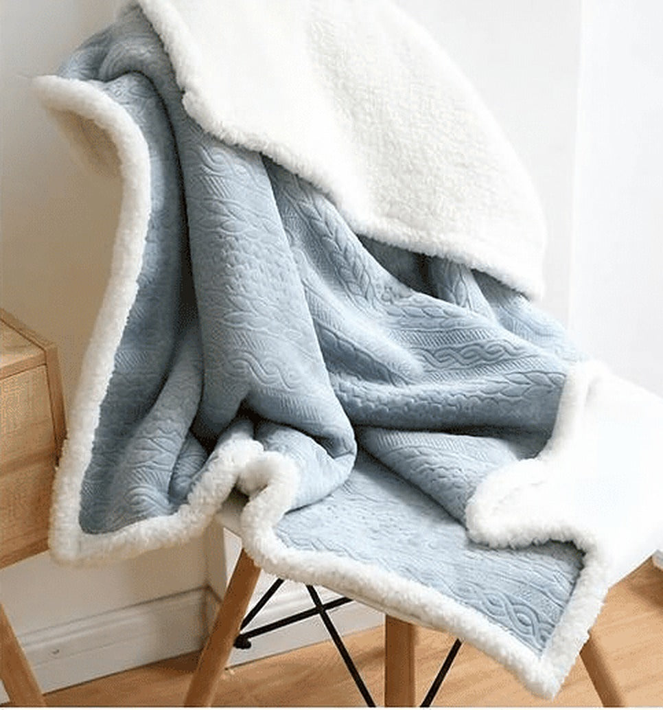 Poncho plaid polaire - bleu pastel