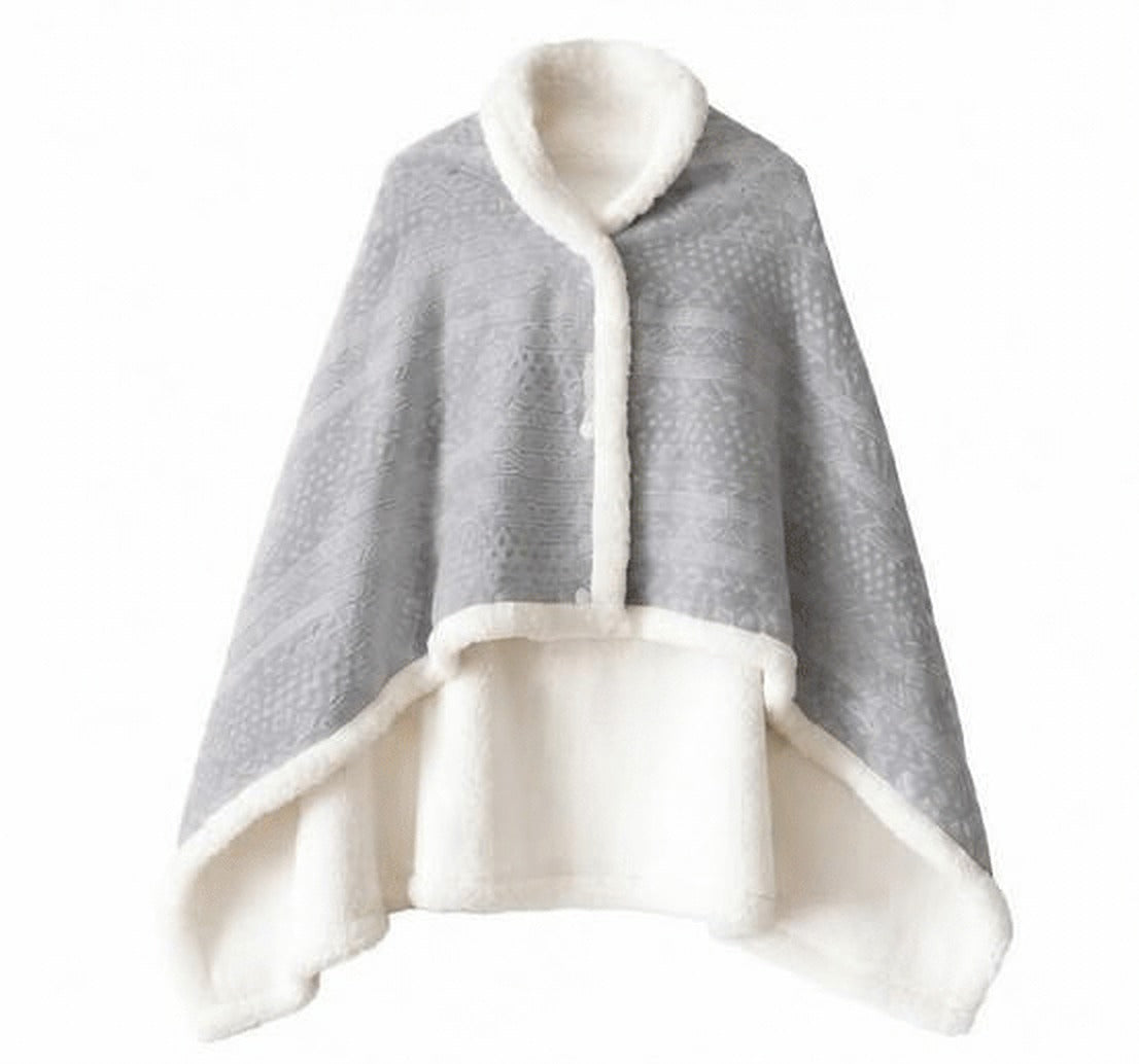 Poncho plaid polaire - gris