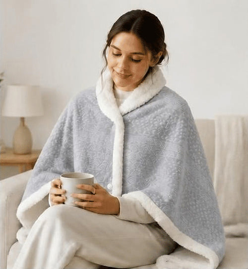 Poncho plaid polaire - gris
