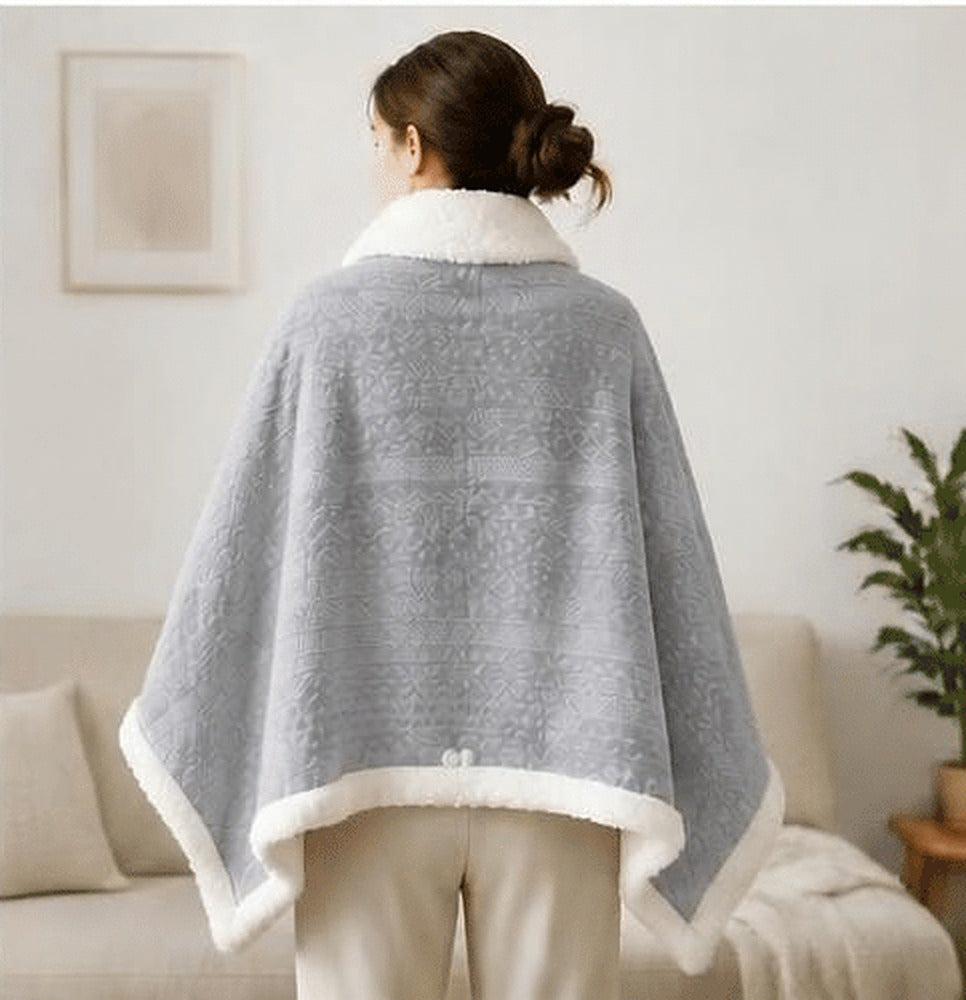 Poncho plaid polaire - gris