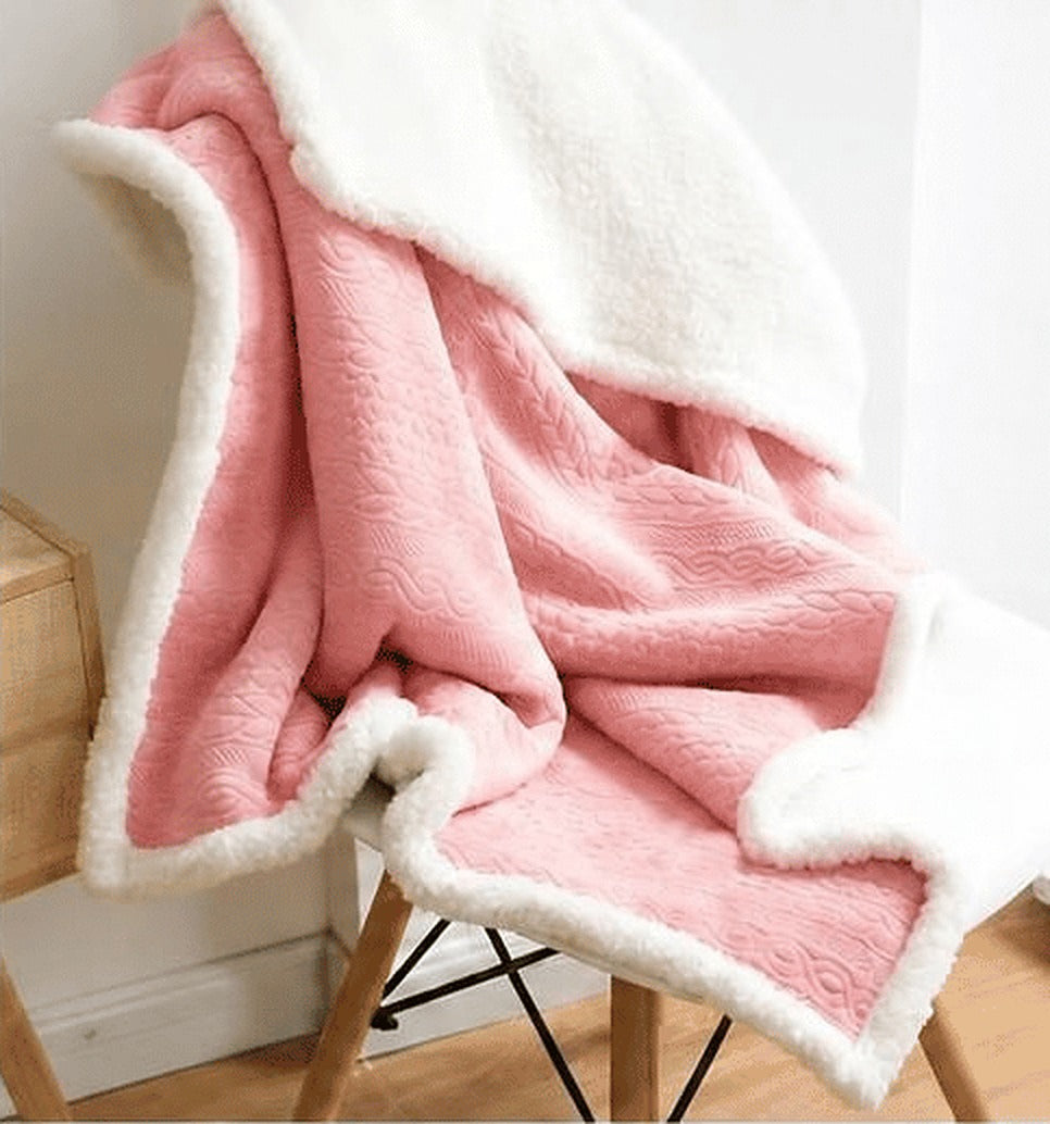 Poncho plaid polaire - rose